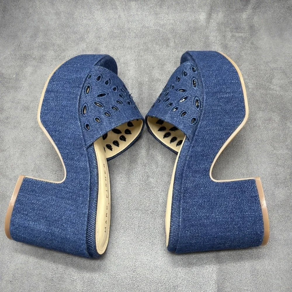 Marc Fisher LTD Platform Mules Foreva Dark Blue Size 6